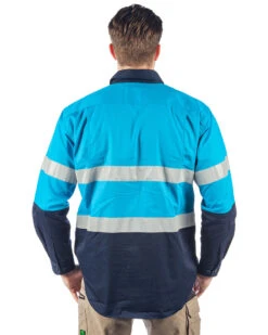 Hi Vis Taped Lightweight Cotton Shirt LS (3 Pack) - Blue/Navy 8 Hi Vis Taped Lightweight Cotton Shirt LS (3 Pack) - Blue/Navy -Cheap Bisley || CATerpillar || UNIT Store workit ls shirt 20135n blue back