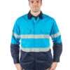 Hi Vis Taped Lightweight Cotton Shirt LS (3 Pack) - Blue/Navy