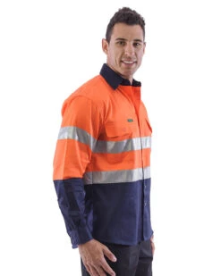 Hi Vis Taped Cotton Drill Shirt LS (3 Pack) - Orange/Navy -Cheap Bisley || CATerpillar || UNIT Store workit 2002 on m 4 1 1 a12bbeed 5dd3 4cb6 86ee e966e3e30e1e