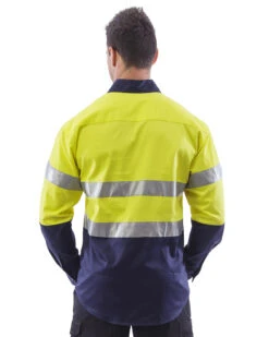 Hi Vis Taped Closed Front Cotton Drill Shirt LS (3 Pack) - Yellow/Navy -Cheap Bisley || CATerpillar || UNIT Store workit 2005 yn m 3 1 1