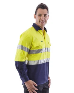Hi Vis Taped Closed Front Cotton Drill Shirt LS (3 Pack) - Yellow/Navy -Cheap Bisley || CATerpillar || UNIT Store workit 2005 yn m 4 1 1 c3ef9b6b 58cd 4718 a7fb 2c270274c90b